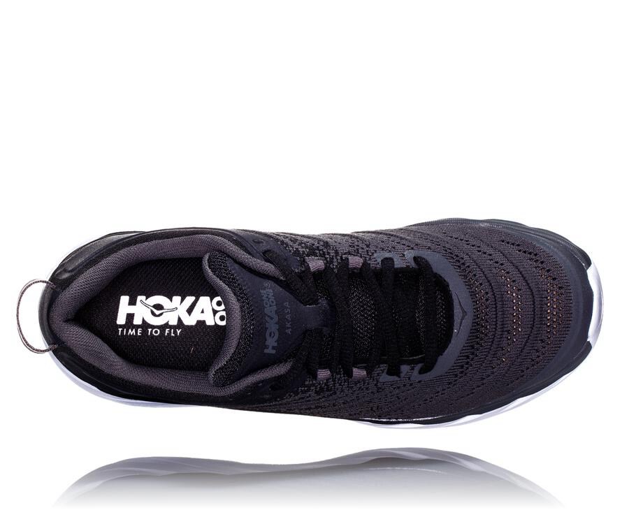 Hoka One One Mens Running Shoes - Akasa - Black/White - YXUB01528